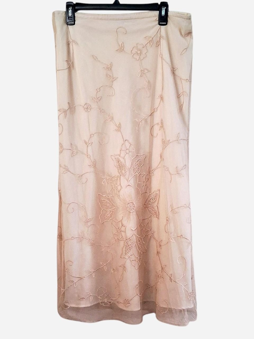 Newport News Blush Floral Embroidered Midi Skirt